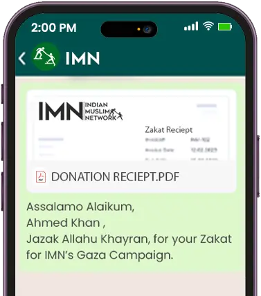 Get your Zakat receipt and IMN’s audit report directly on WhatsApp for full transparency